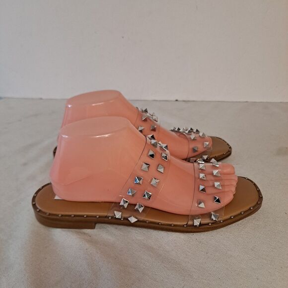 Steve Madden Clear Studded Sandals Womens Size 9.5M Goth Metal - Picture 4 of 7